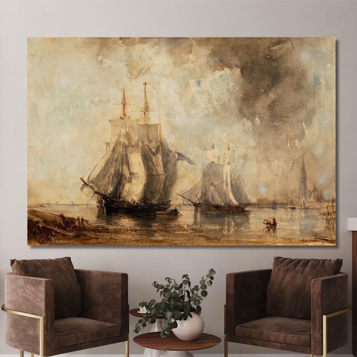 The Scheldt At Antwerp Félix Ziem fzm89 canvas print 