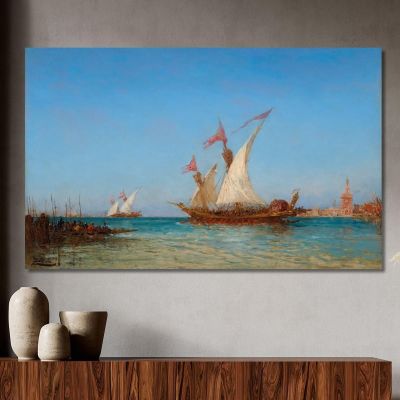 Regattas In Venice Félix Ziem fzm111 canvas print 
