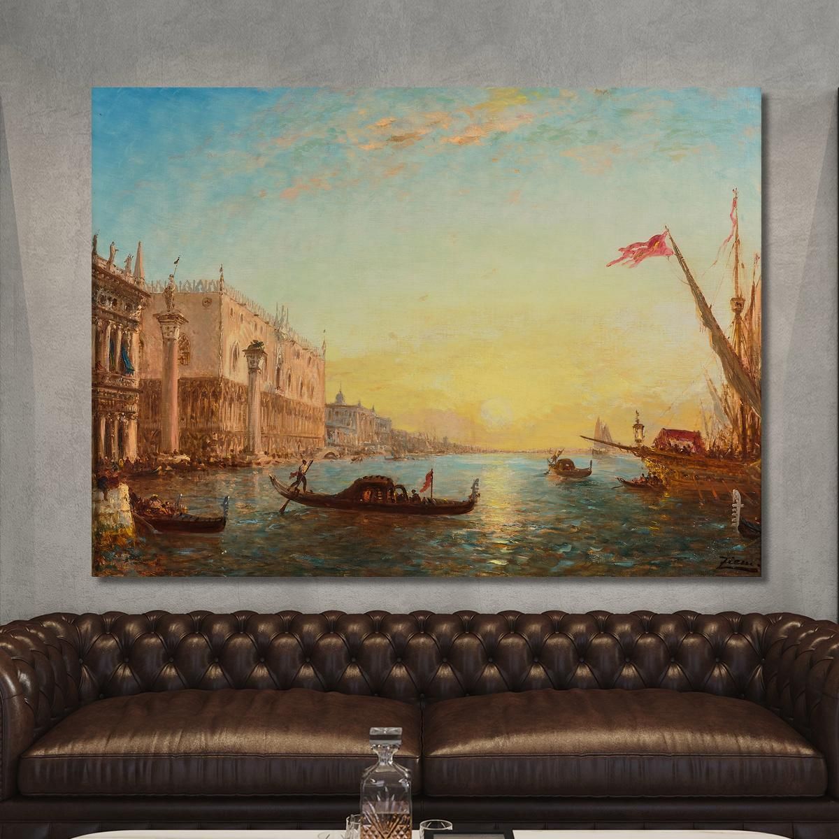 Rising Sun In Front Of The Piazzetta And The Doge'S Palace Venice Félix Ziem fzm119 canvas print 