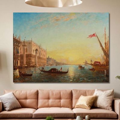 Rising Sun In Front Of The Piazzetta And The Doge'S Palace Venice Félix Ziem fzm119 canvas print 