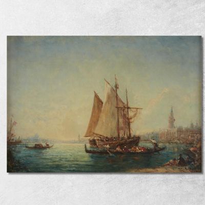Fisherman And Gondolas In The Basin Félix Ziem fzm125 canvas print 