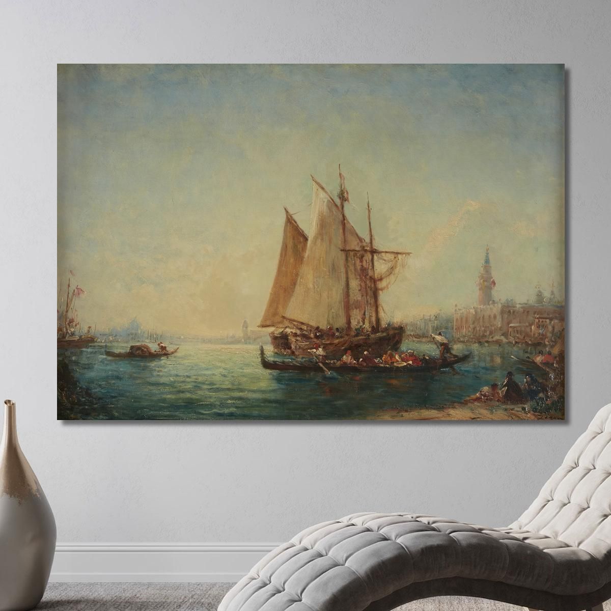 Fisherman And Gondolas In The Basin Félix Ziem fzm125 canvas print 