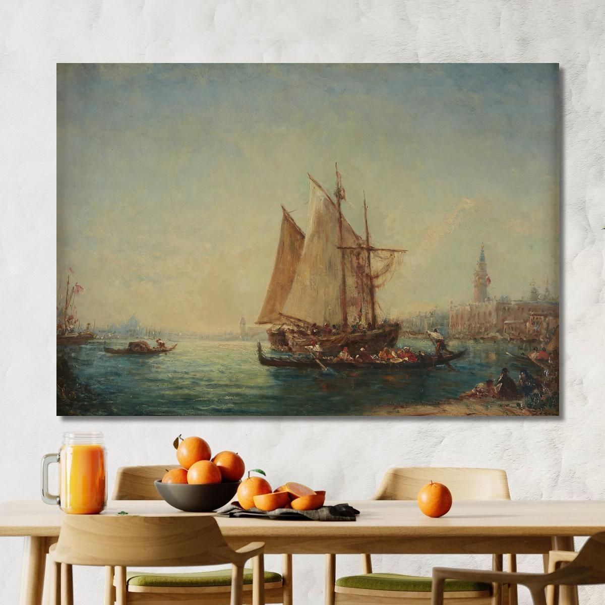 Fisherman And Gondolas In The Basin Félix Ziem fzm125 canvas print 