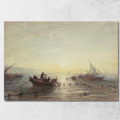 Tuna Fishing At Sunrise Off The Coast Near Marseilles Félix Ziem fzm127 canvas print 