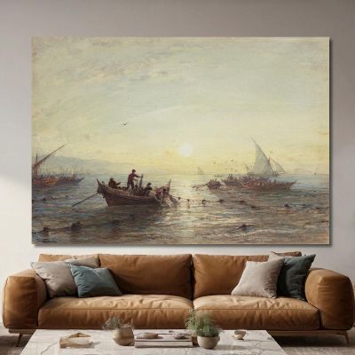 Tuna Fishing At Sunrise Off The Coast Near Marseilles Félix Ziem fzm127 canvas print 