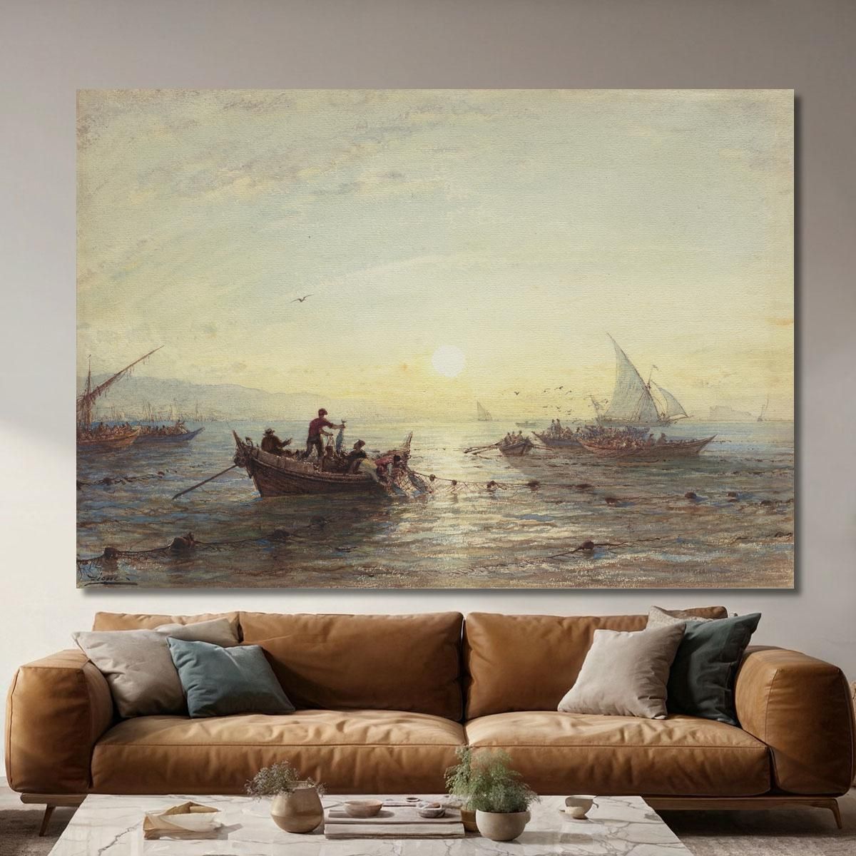 Tuna Fishing At Sunrise Off The Coast Near Marseilles Félix Ziem fzm127 canvas print 
