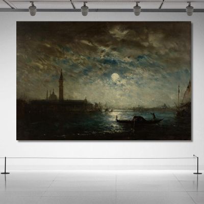 Venice And The Campanile By Moonlight Félix Ziem fzm139 canvas print 