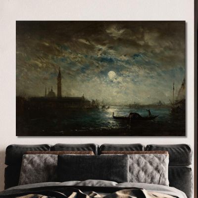 Venice And The Campanile By Moonlight Félix Ziem fzm139 canvas print 