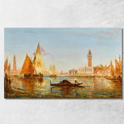 Venice Gondolas And Sailboats In Front Of The Doge'S Palace And San Giorgio Maggiore Félix Ziem fzm141 canvas print 