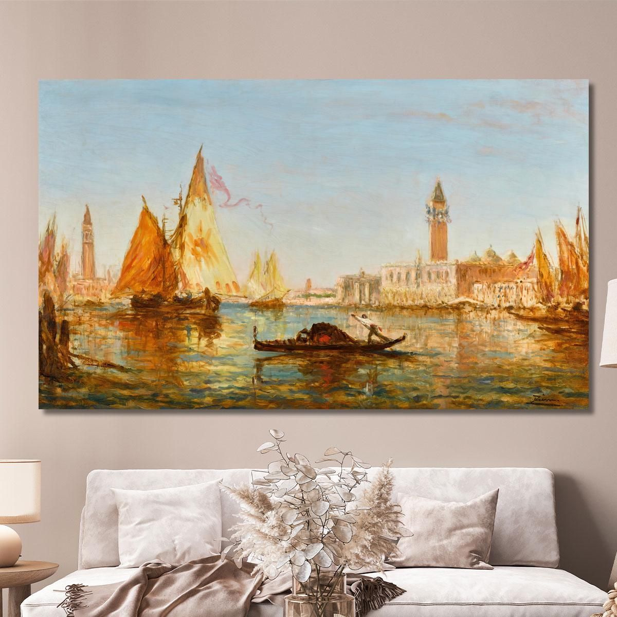 Venice Gondolas And Sailboats In Front Of The Doge'S Palace And San Giorgio Maggiore Félix Ziem fzm141 canvas print 