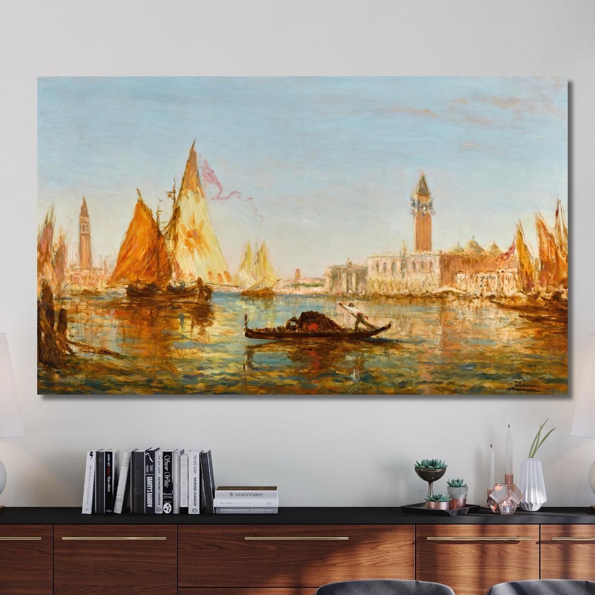 Venice Gondolas And Sailboats In Front Of The Doge'S Palace And San Giorgio Maggiore Félix Ziem fzm141 canvas print 