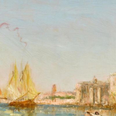 Venice Gondolas And Sailboats In Front Of The Doge'S Palace And San Giorgio Maggiore Félix Ziem fzm141 canvas print