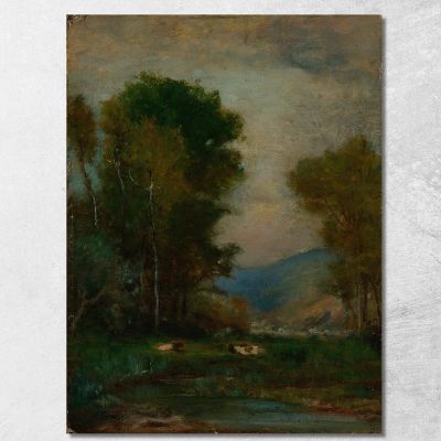 Cows By A Stream George Inness gin17 canvas print 
