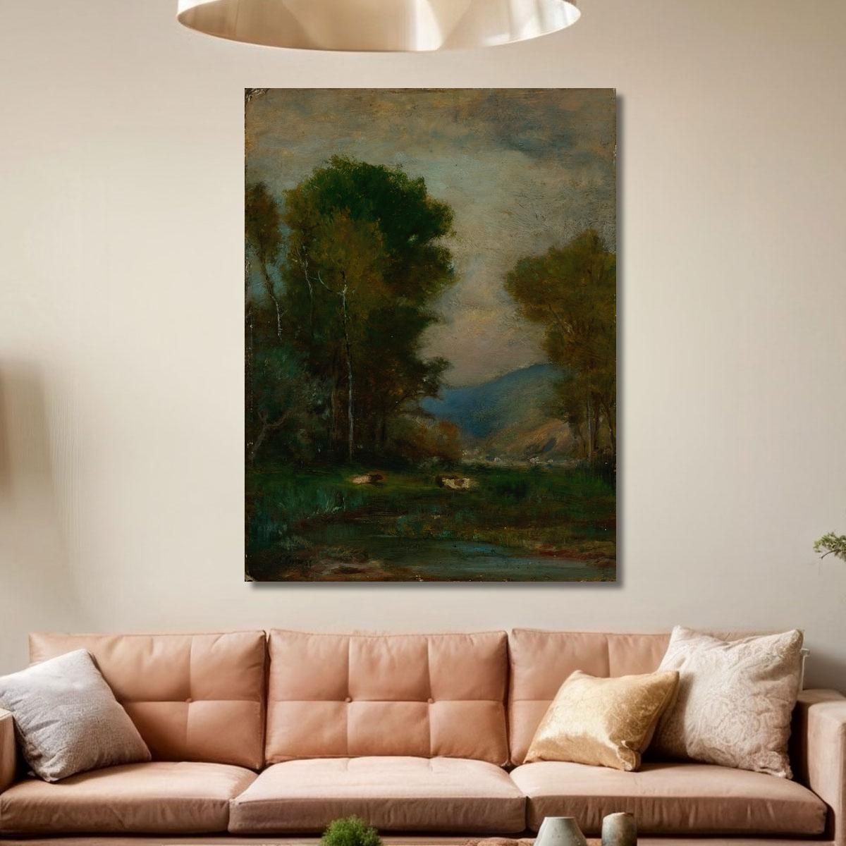 Cows By A Stream George Inness gin17 canvas print 