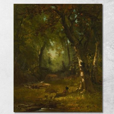 Landscape With Huntsman George Inness gin54 canvas print 