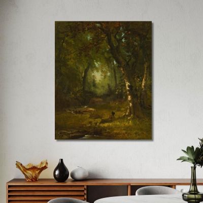 Landscape With Huntsman George Inness gin54 canvas print 