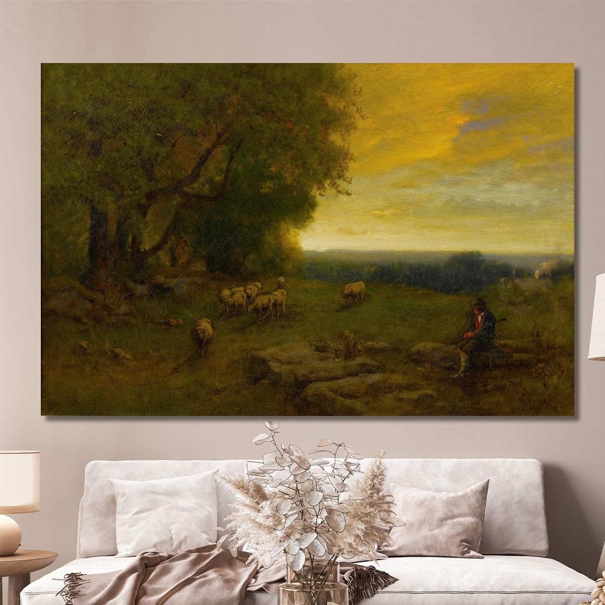 Shepherd And Flock At Sunset George Inness gin80 canvas print 