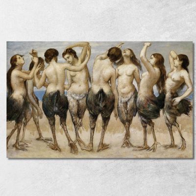 Eight Dancing Women In Bird Bodies Hans Thoma hth32 canvas print 