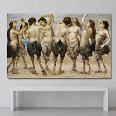 Eight Dancing Women In Bird Bodies Hans Thoma hth32 canvas print 
