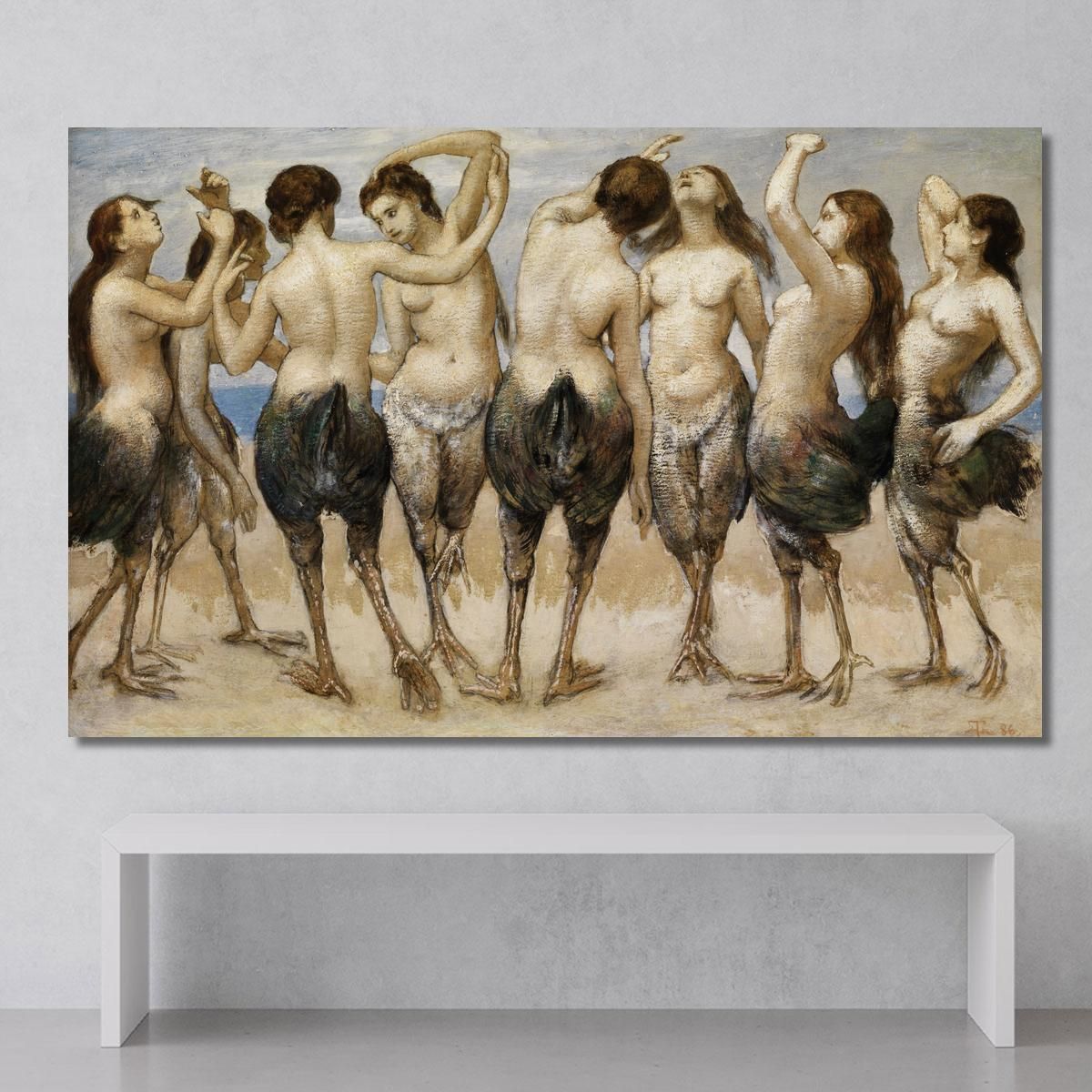 Eight Dancing Women In Bird Bodies Hans Thoma hth32 canvas print 
