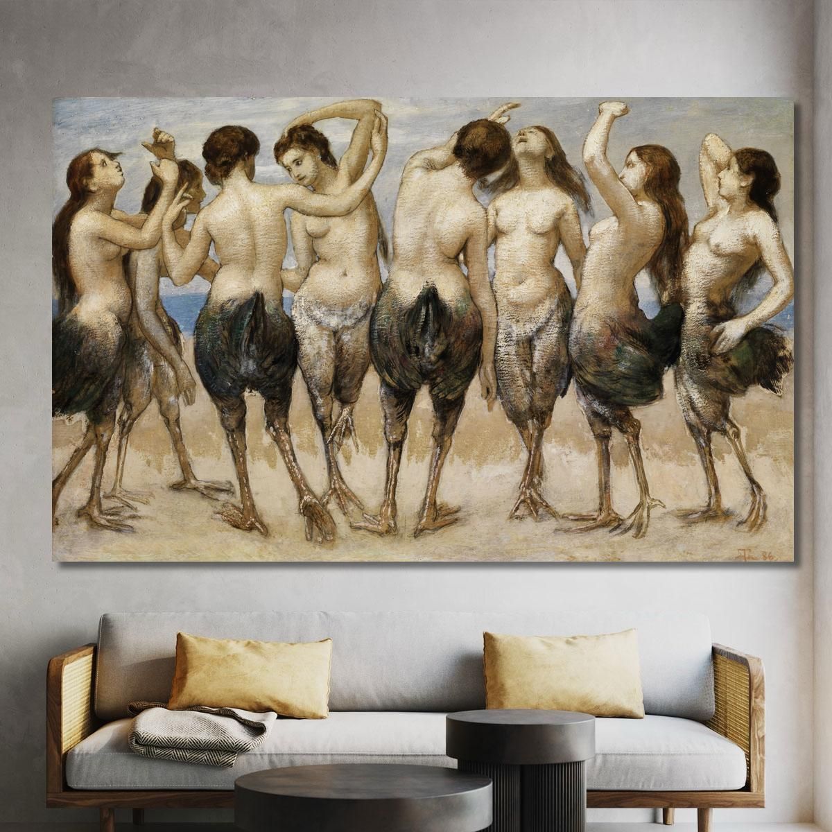 Eight Dancing Women In Bird Bodies Hans Thoma hth32 canvas print 