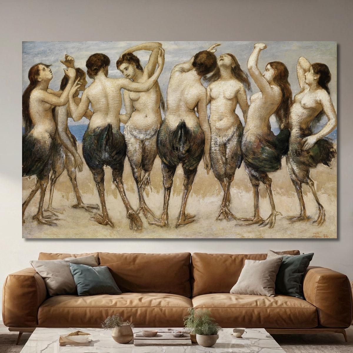 Eight Dancing Women In Bird Bodies Hans Thoma hth32 canvas print 