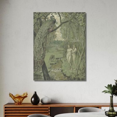 Paradise With Peacock Hans Thoma hth56 canvas print 