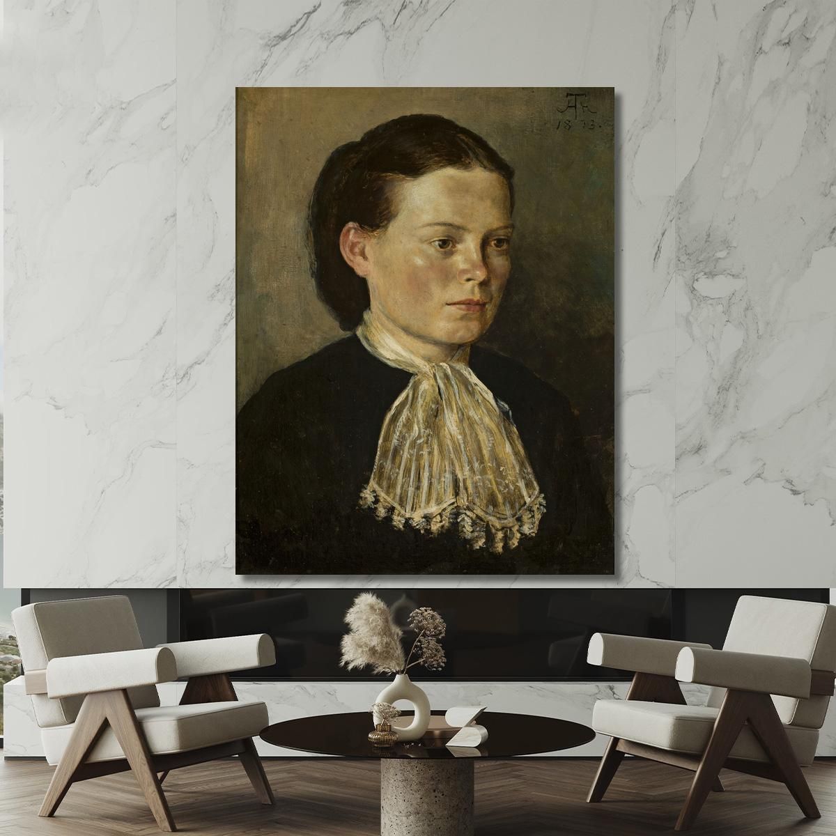 Portrait Of Agathe Artist'S Sister Hans Thoma hth58 canvas print 
