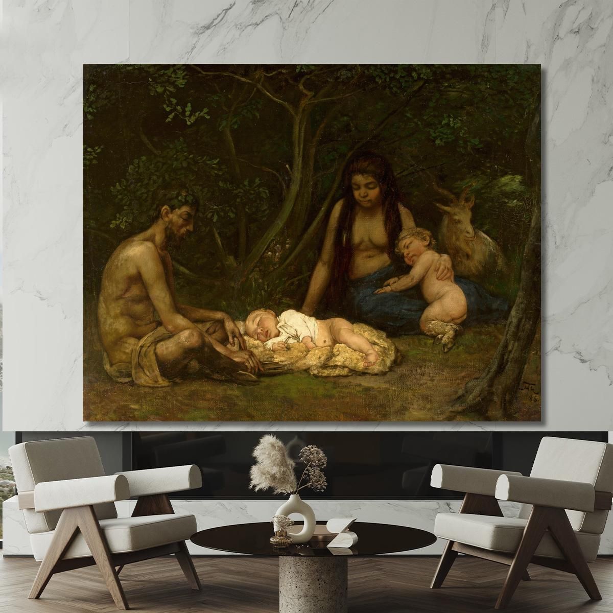 Satyr'S Family Bringing Up Of Zeus Hans Thoma hth64 canvas print 