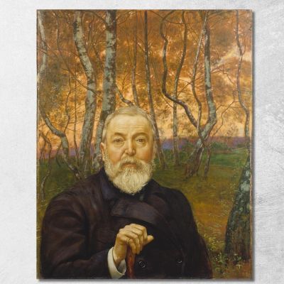 Self-Portrait In Front Of A Birch Forest Hans Thoma hth66 canvas print 