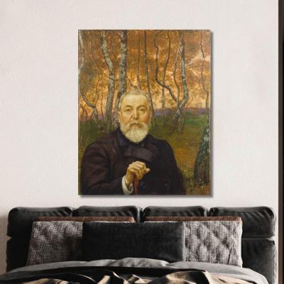 Self-Portrait In Front Of A Birch Forest Hans Thoma hth66 canvas print 
