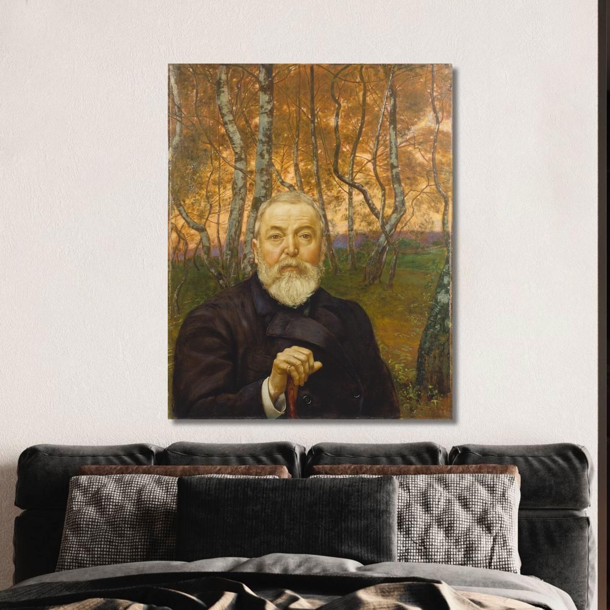 Self-Portrait In Front Of A Birch Forest Hans Thoma hth66 canvas print 