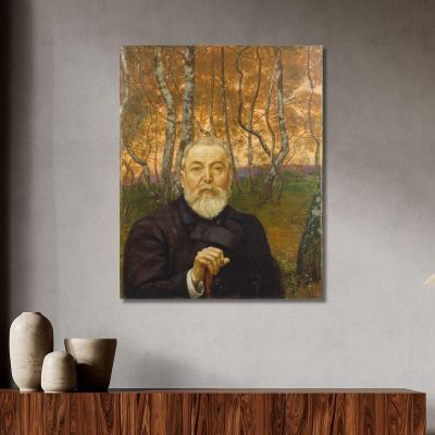 Self-Portrait In Front Of A Birch Forest Hans Thoma hth66 canvas print 