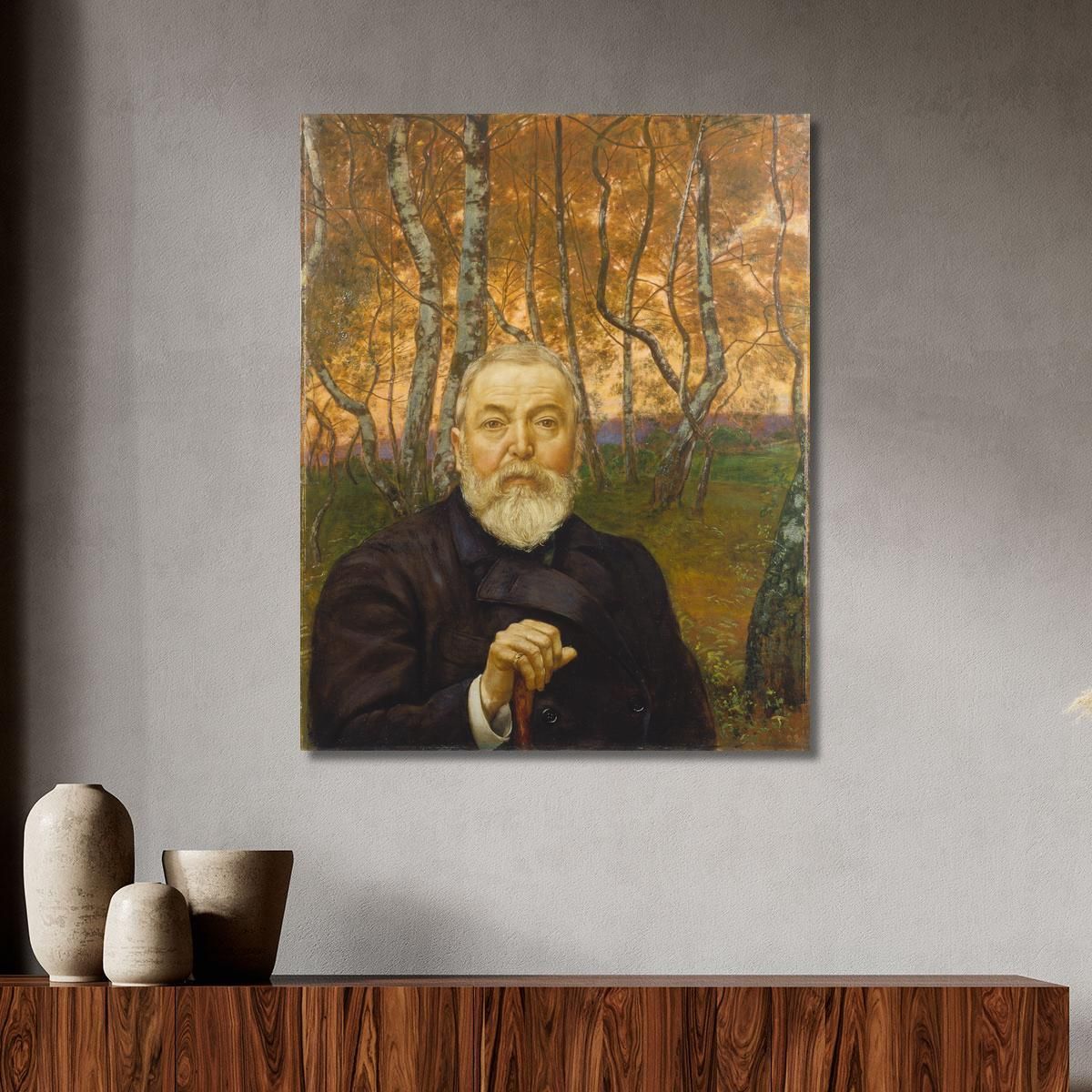 Self-Portrait In Front Of A Birch Forest Hans Thoma hth66 canvas print 