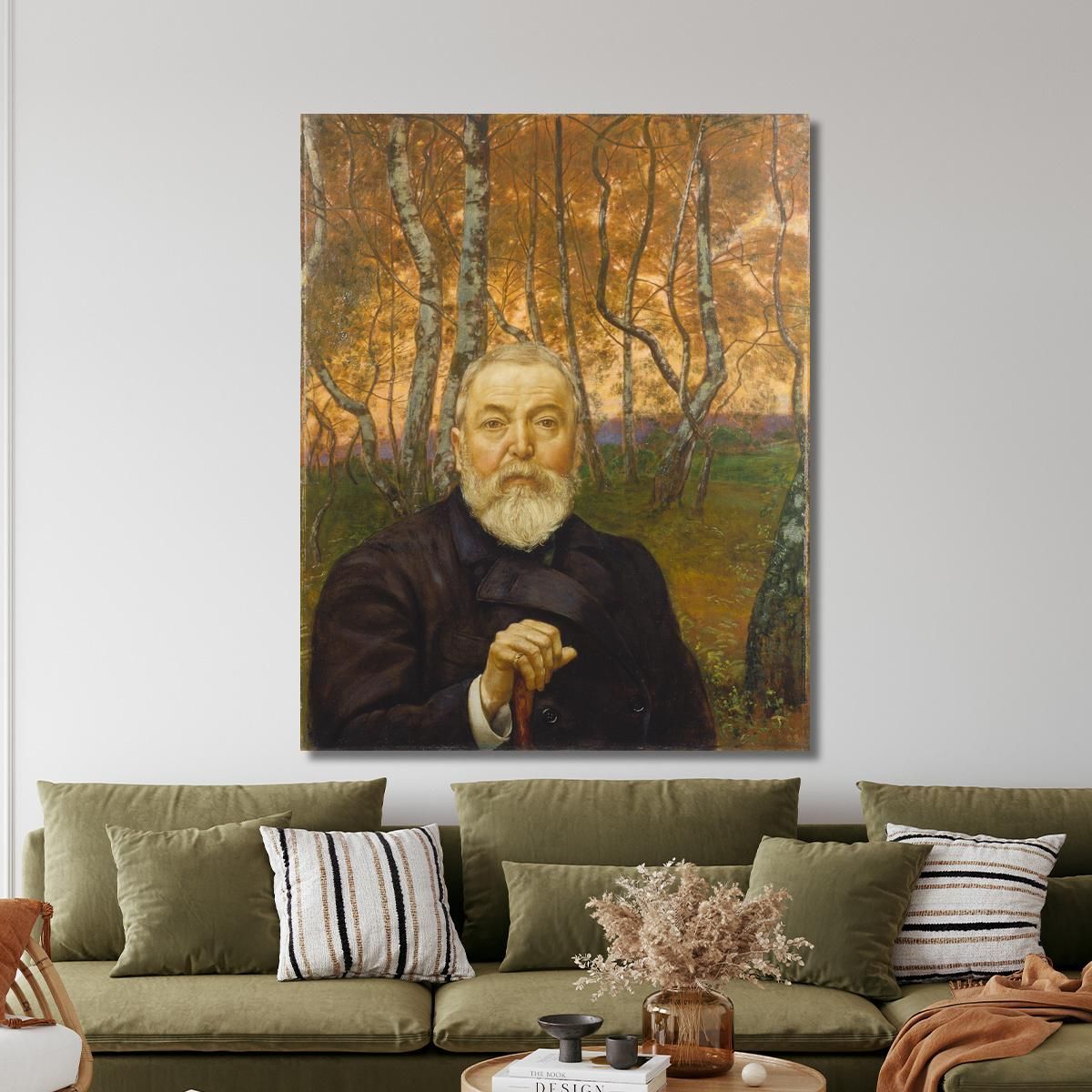 Self-Portrait In Front Of A Birch Forest Hans Thoma hth66 canvas print 
