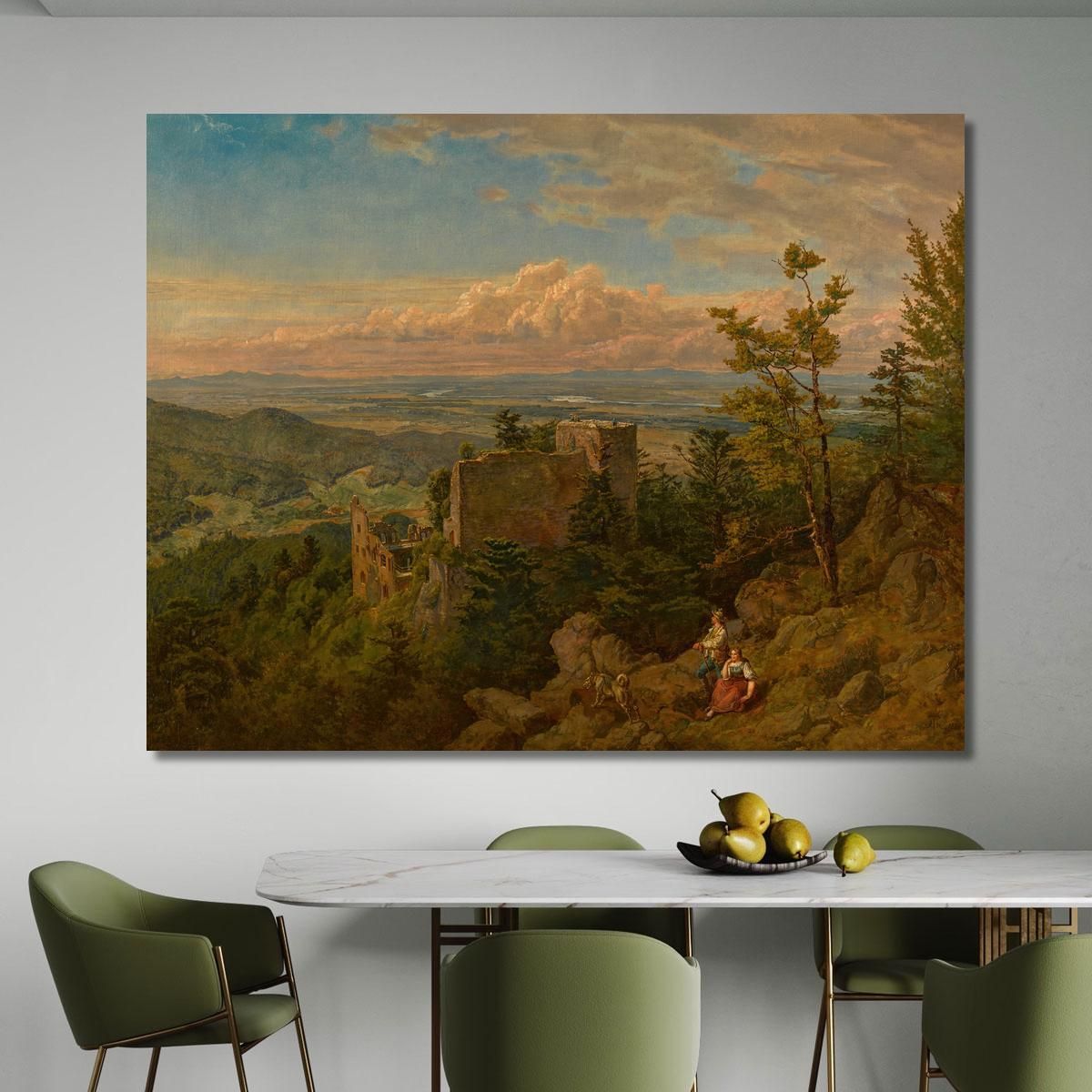 The Ruins Of The Castle At Hohenbaden Looking Out Over The Rhine Valley Hans Thoma hth81 canvas print 