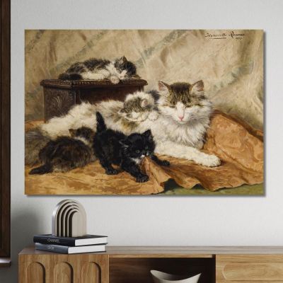 A Mother And Her Kittens Henriëtte Ronner-Knip hrk1 canvas print 