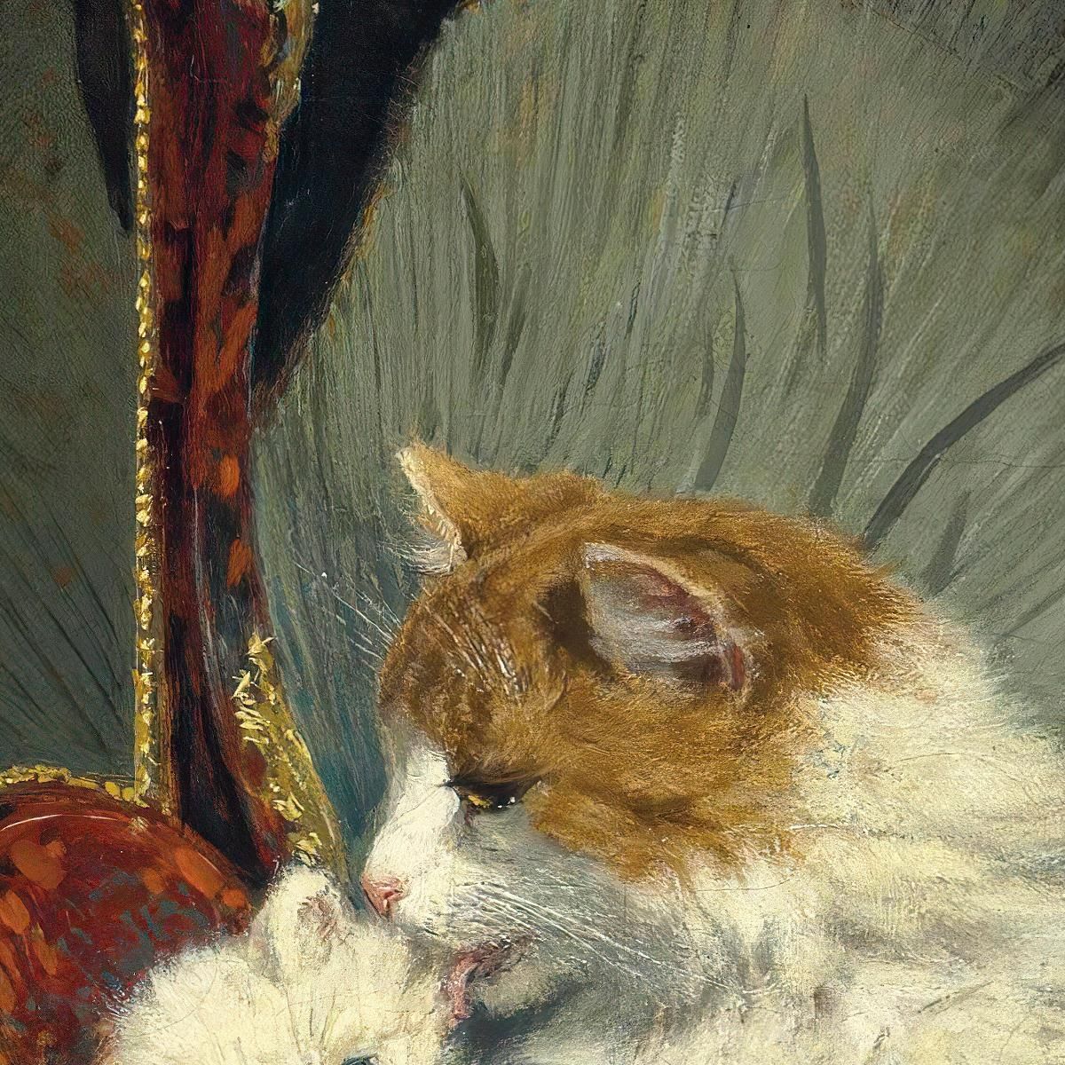 A Mother Cat And Her Kitten With A Bracket Clock Henriëtte Ronner-Knip hrk2 canvas print