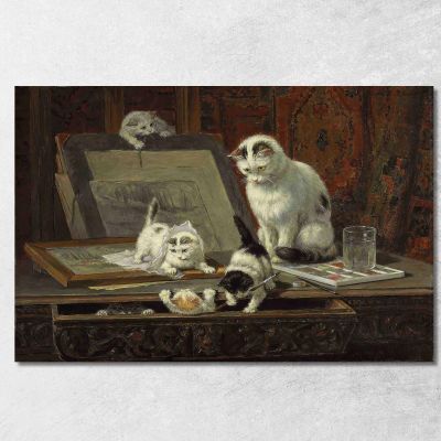 The Kitten'S Art Lesson Henriëtte Ronner-Knip hrk20 canvas print 