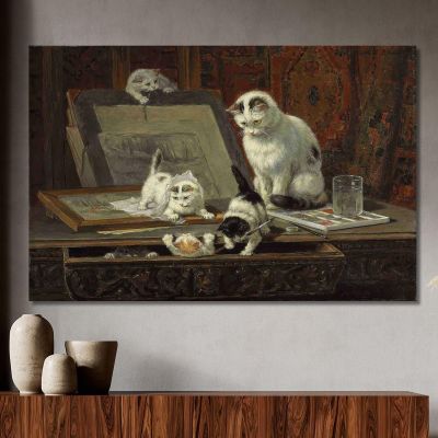 The Kitten'S Art Lesson Henriëtte Ronner-Knip hrk20 canvas print 