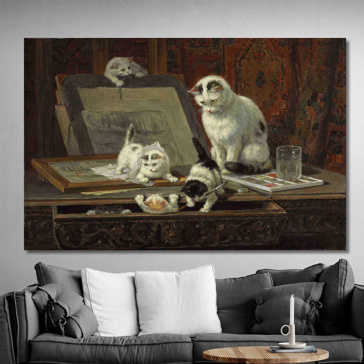 The Kitten'S Art Lesson Henriëtte Ronner-Knip hrk20 canvas print 
