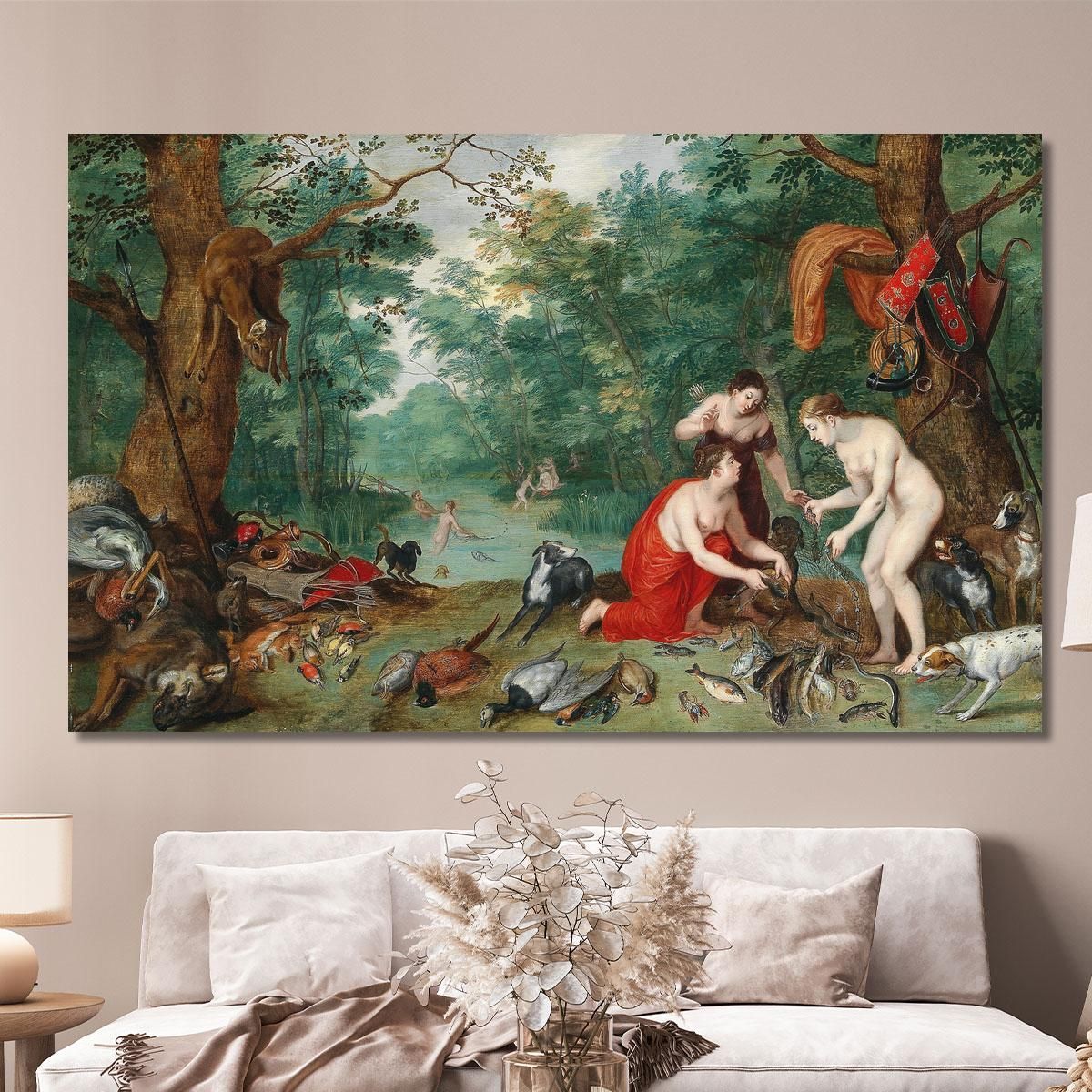 Diana And Her Nymphs Fishing Jan Brueghel the Younger jby18 canvas print 