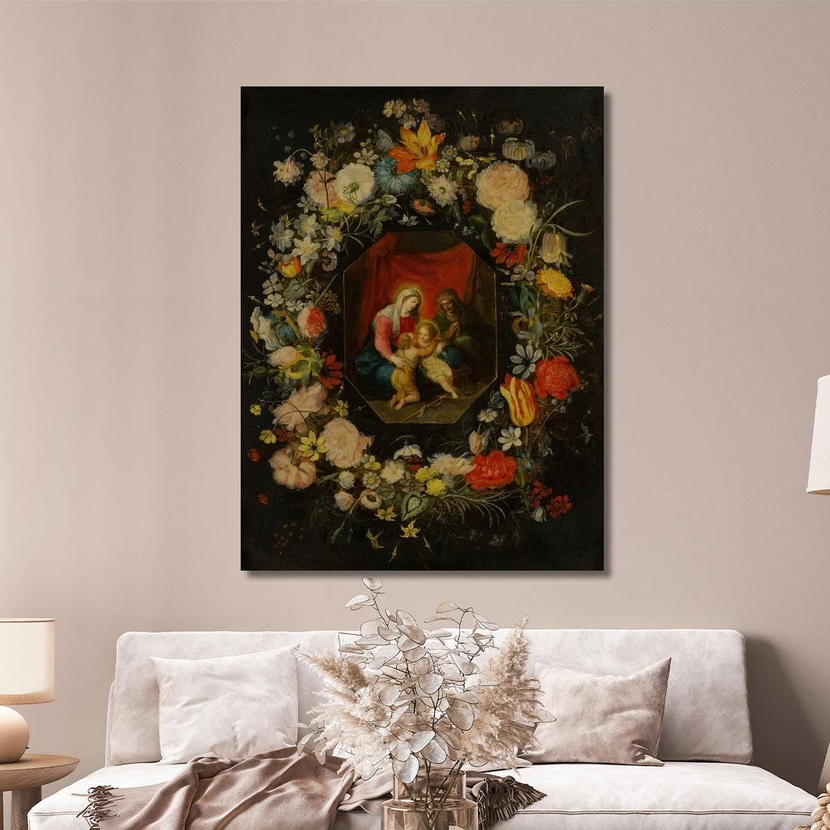 Madonna And Child With St. Anne And St. John The Baptist Surrounded By A Flower Garland Jan Brueghel the Younger jby27 canvas p