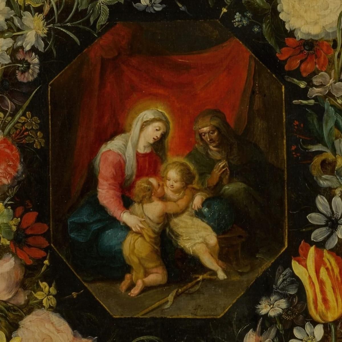 Madonna And Child With St. Anne And St. John The Baptist Surrounded By A Flower Garland Jan Brueghel the Younger jby27 canvas p