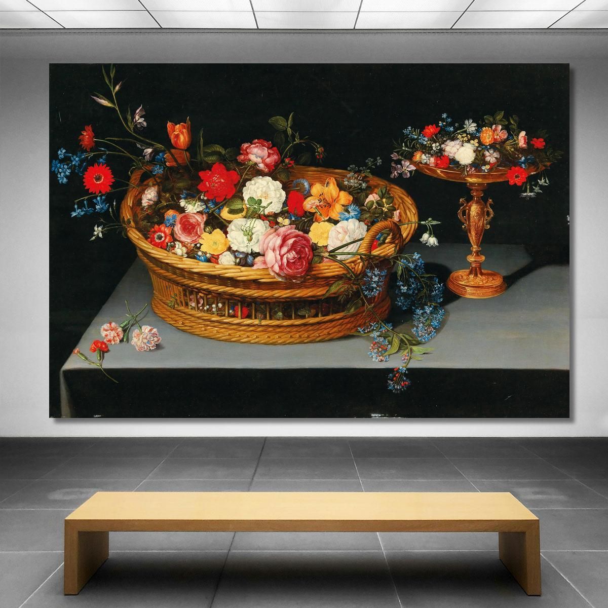 Mixed Flowers In A Basket With A Tazza Nearby Jan Brueghel the Younger jby28 canvas print 