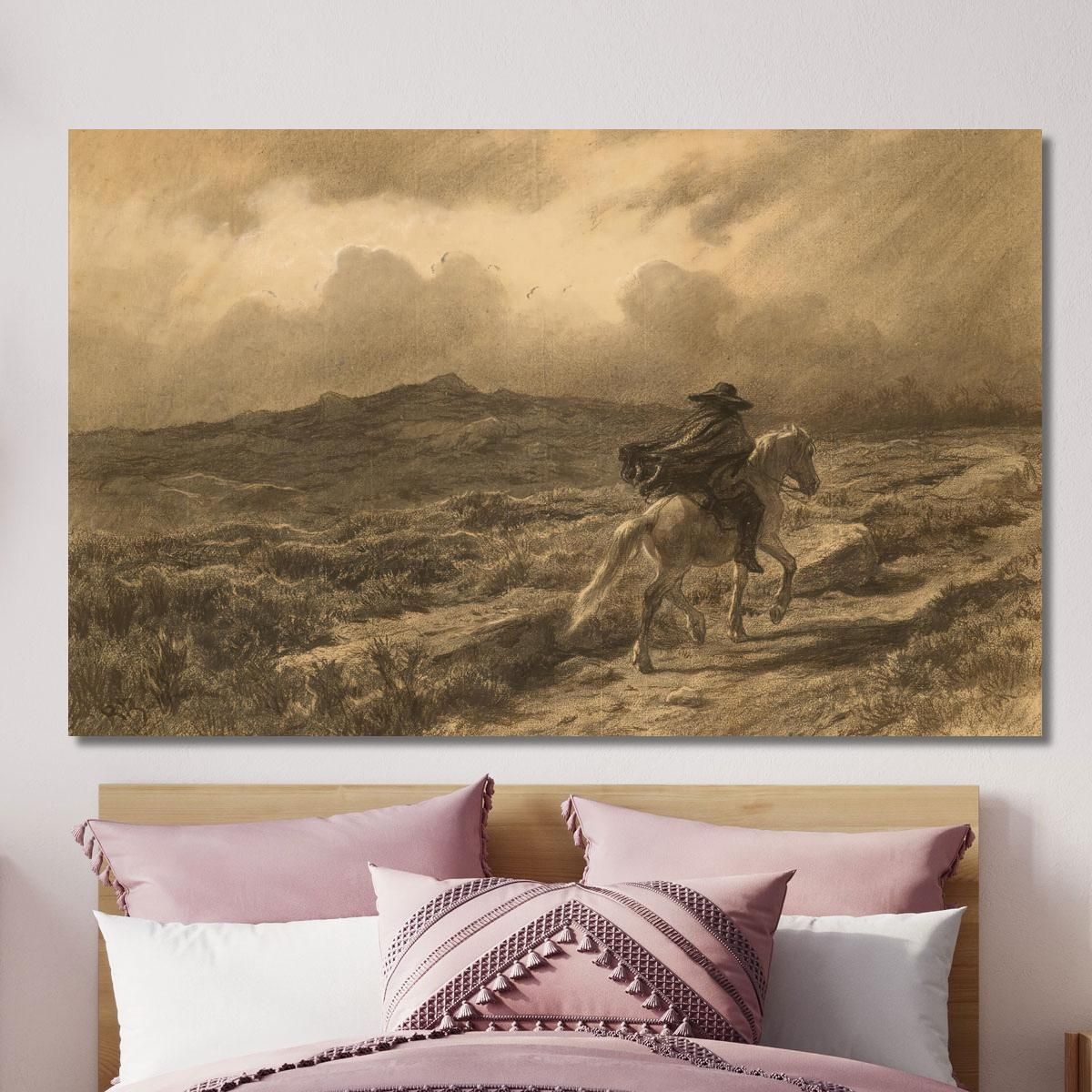 Horse And Rider On The Scottish Highlands (The Approaching Storm) Rosa Bonheur rbn19 canvas print 