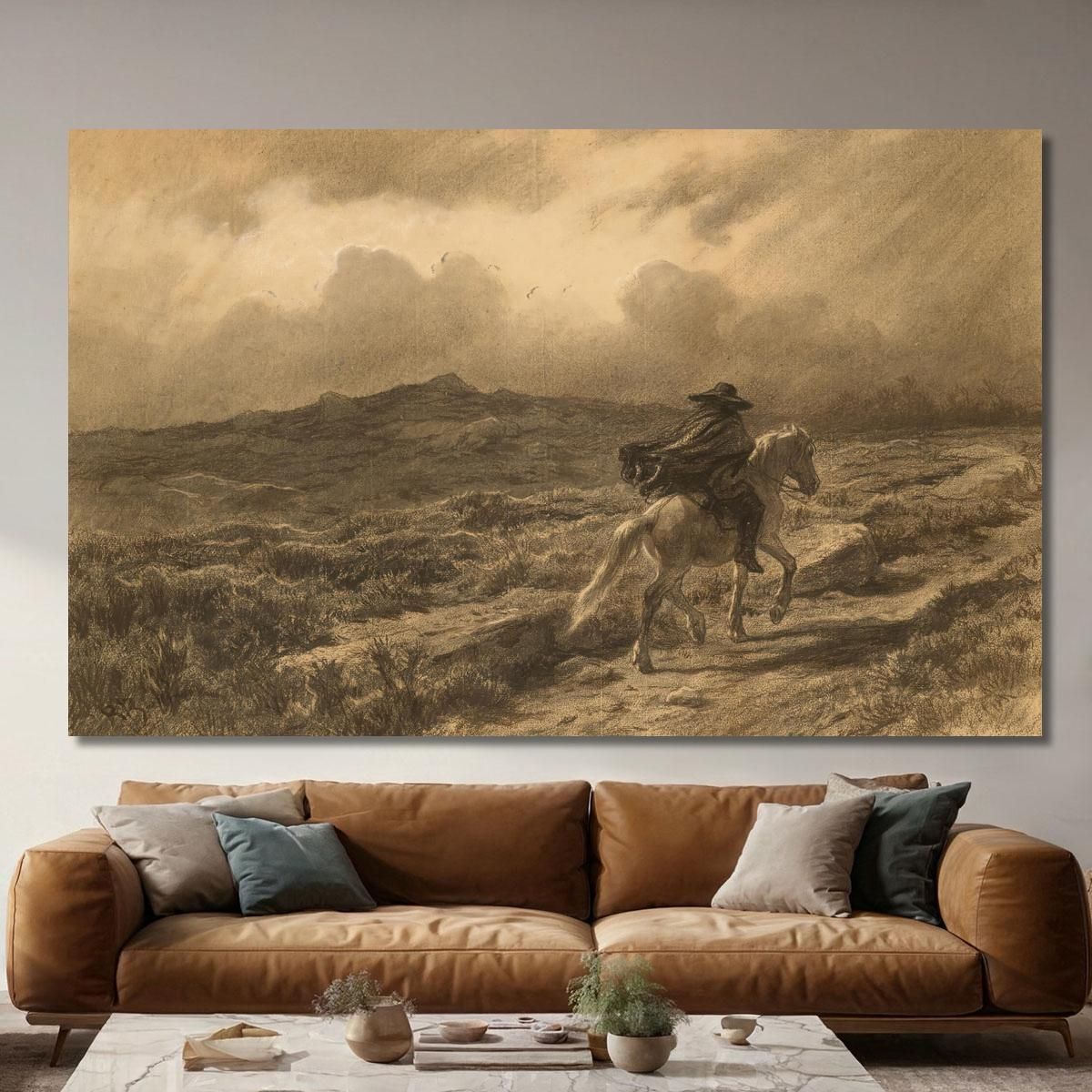 Horse And Rider On The Scottish Highlands (The Approaching Storm) Rosa Bonheur rbn19 canvas print 