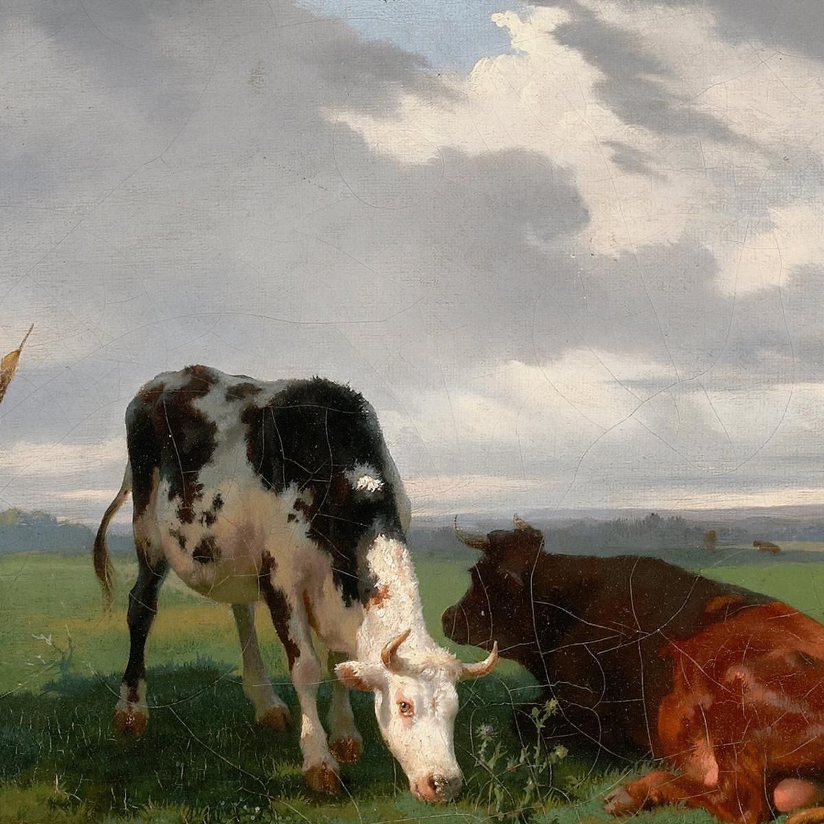 Shepherdess And Two Cows In A Meadow Rosa Bonheur rbn41 canvas print