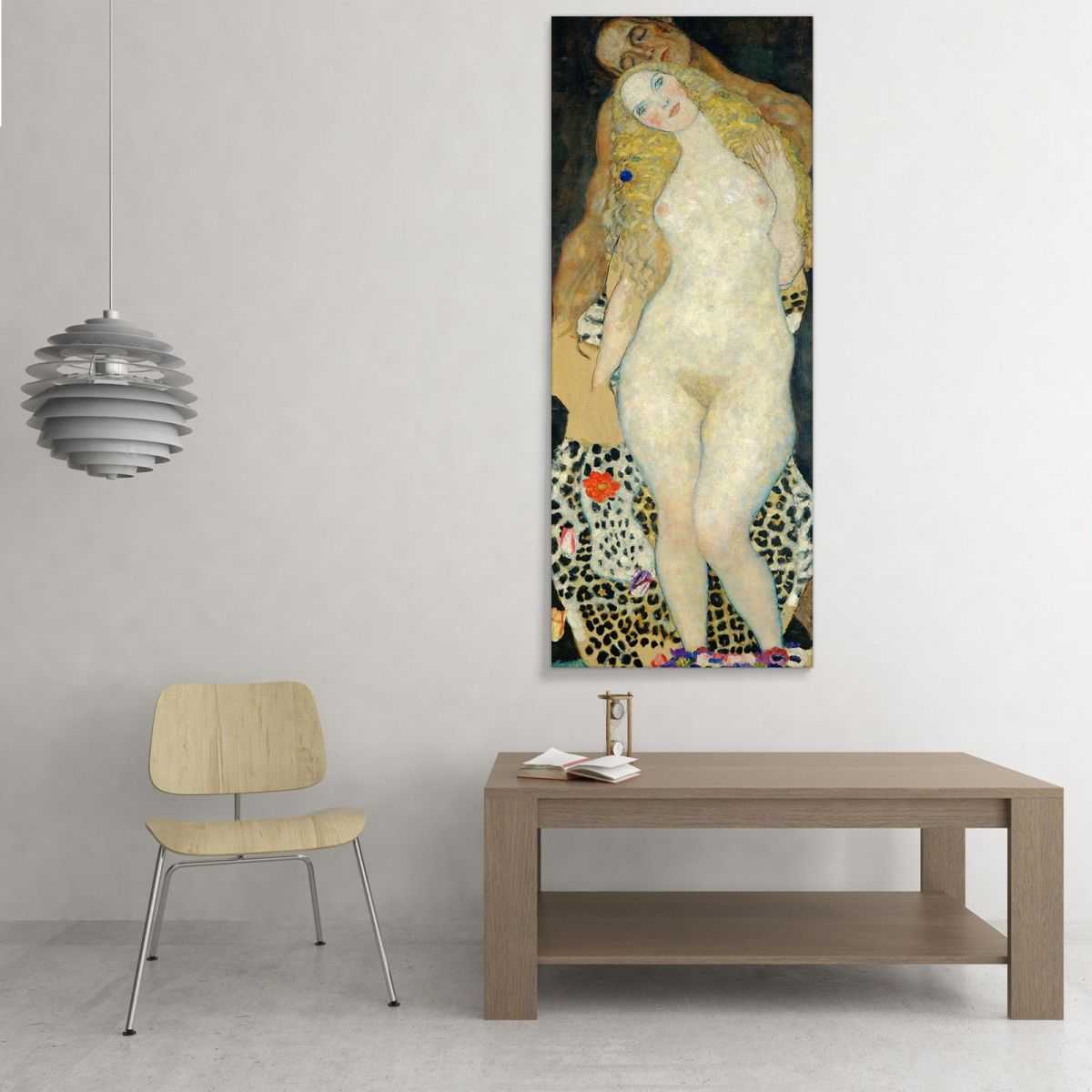 ภาพแคนวาส ตกแต่งบ้าน กรอบลอย Gustav Klimt Adam and Eve KG1