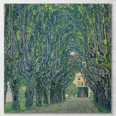 ภาพแคนวาส ตกแต่งบ้าน กรอบลอย Gustav Klimt Alley In The Park Of Schloss Kammer KG4